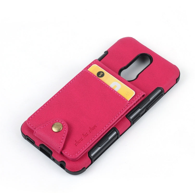 For LG K40 Cloth Texture + TPU Shockproof Protective Case with Vertical Flip Card Slots