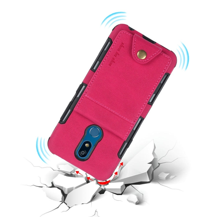For LG K40 Cloth Texture + TPU Shockproof Protective Case with Vertical Flip Card Slots