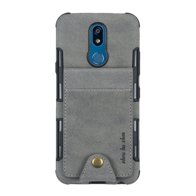 For LG K40 Cloth Texture + TPU Shockproof Protective Case with Vertical Flip Card Slots