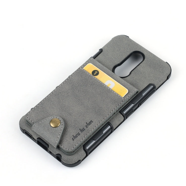 For LG K40 Cloth Texture + TPU Shockproof Protective Case with Vertical Flip Card Slots