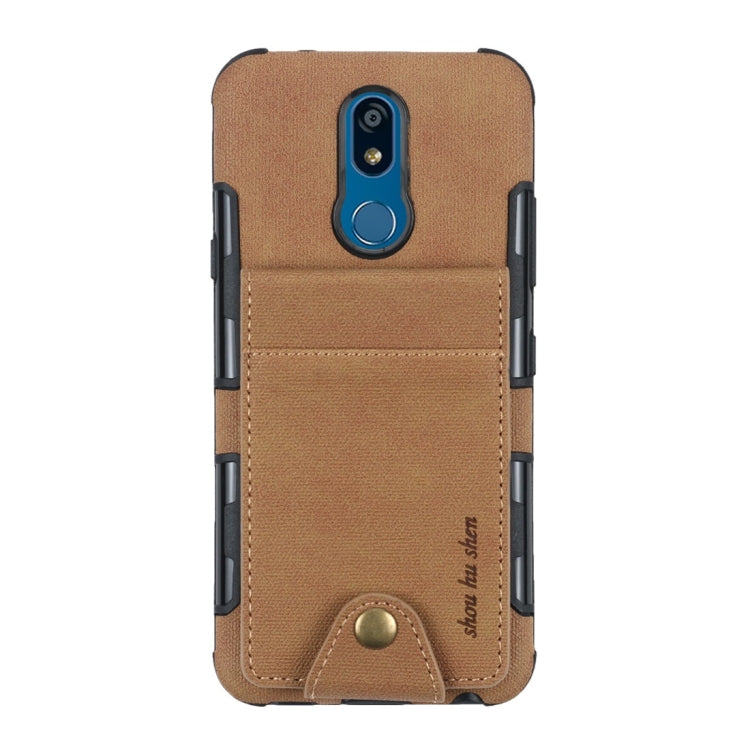 For LG K40 Cloth Texture + TPU Shockproof Protective Case with Vertical Flip Card Slots