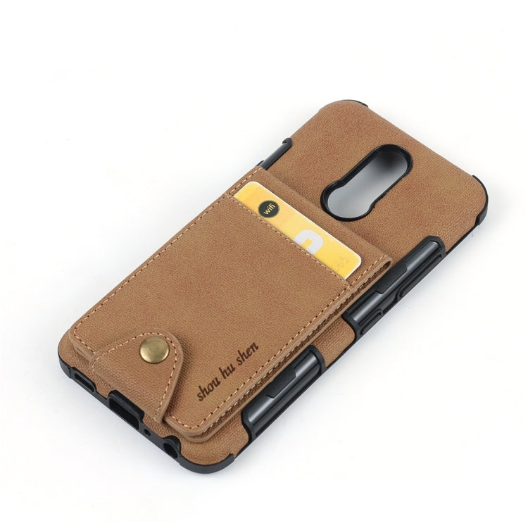 For LG K40 Cloth Texture + TPU Shockproof Protective Case with Vertical Flip Card Slots