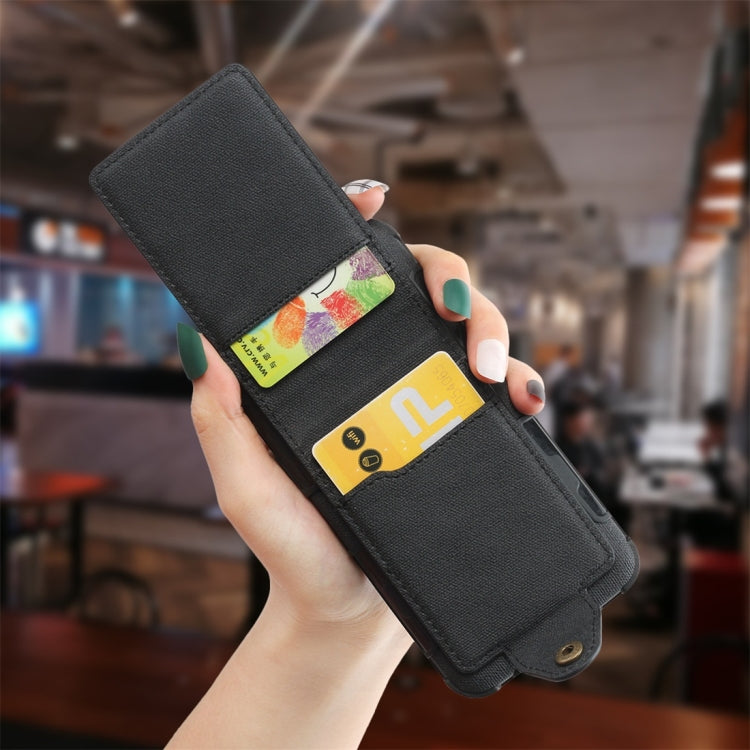 For LG K40 Cloth Texture + TPU Shockproof Protective Case with Vertical Flip Card Slots