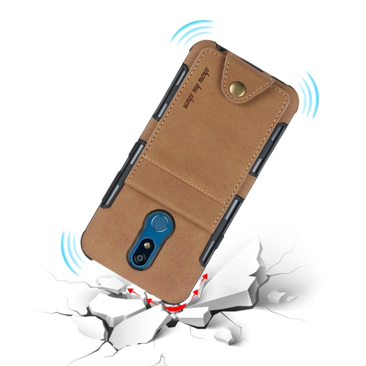 For LG K40 Cloth Texture + TPU Shockproof Protective Case with Vertical Flip Card Slots