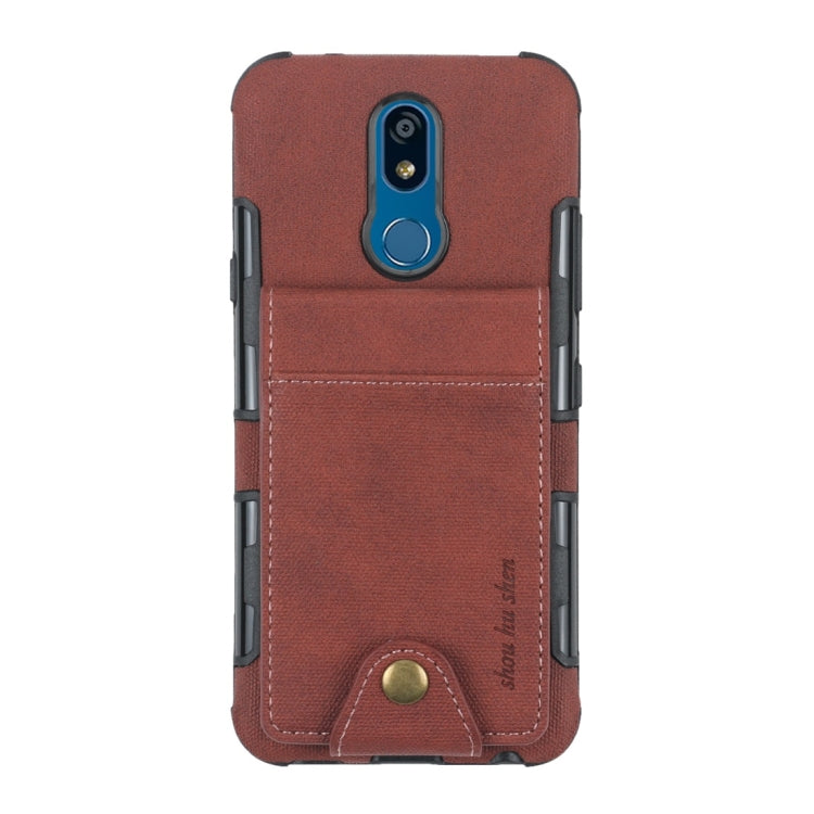 For LG K40 Cloth Texture + TPU Shockproof Protective Case with Vertical Flip Card Slots