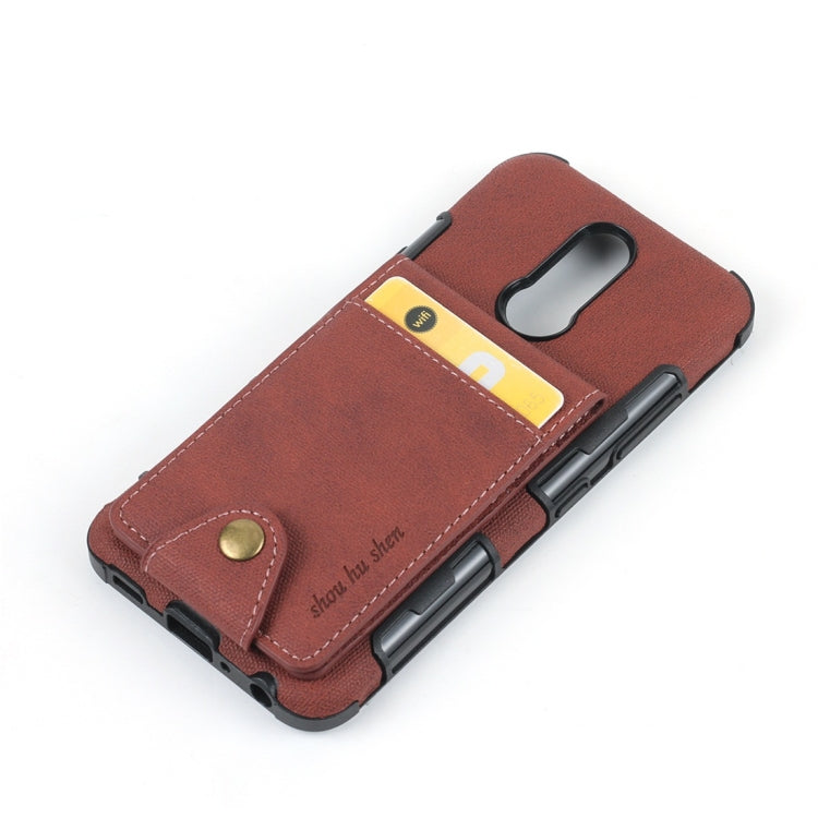 For LG K40 Cloth Texture + TPU Shockproof Protective Case with Vertical Flip Card Slots