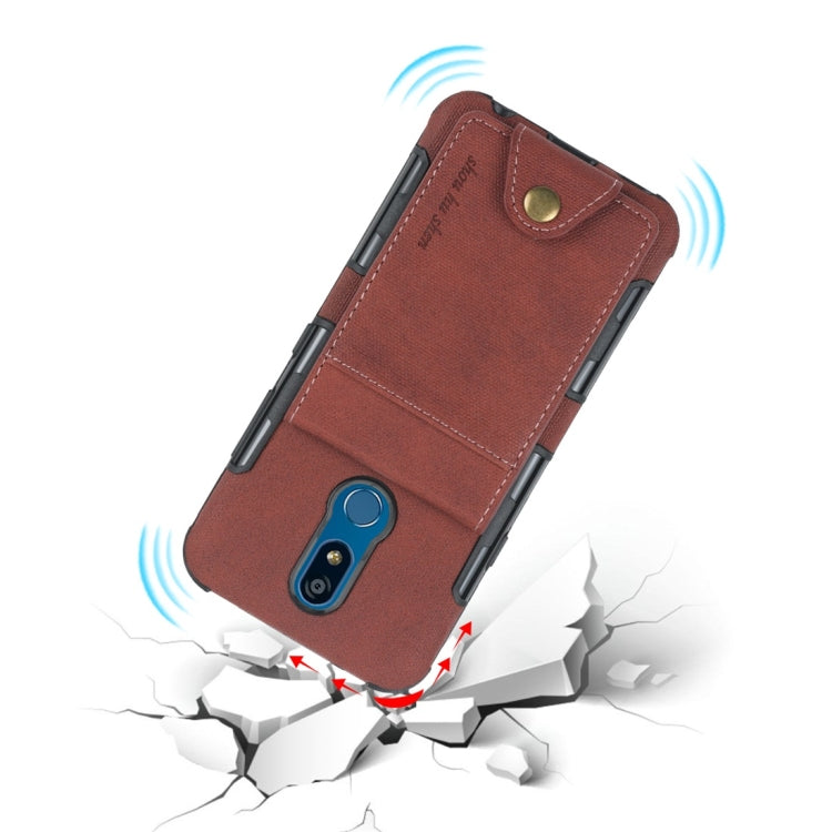 For LG K40 Cloth Texture + TPU Shockproof Protective Case with Vertical Flip Card Slots