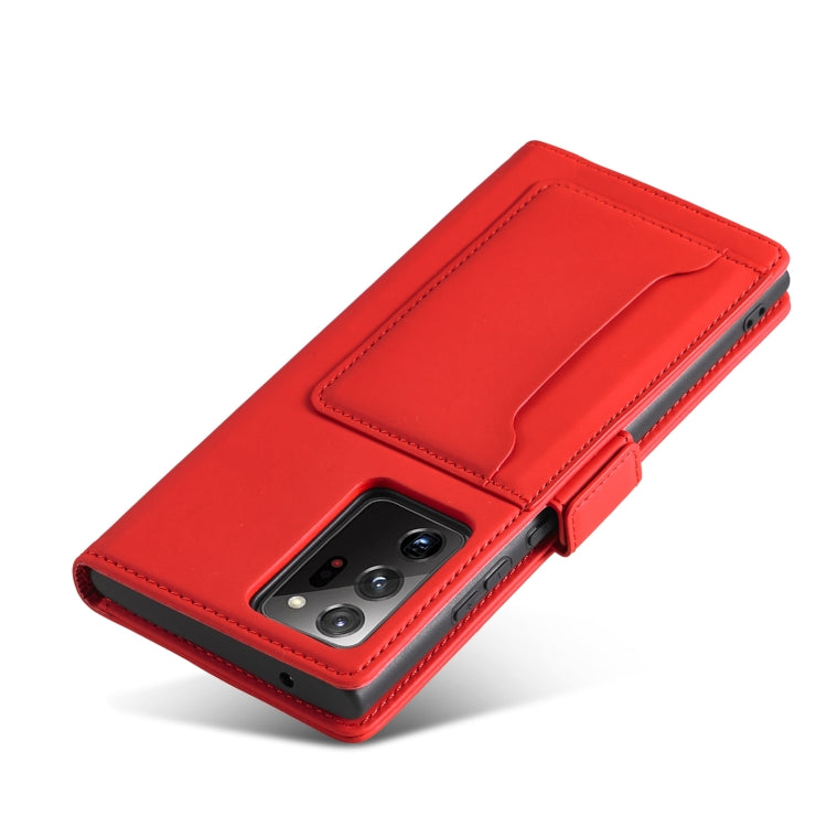 For Samsung Galaxy Note20  Strong Magnetism Liquid Feel Horizontal Flip Leather Case with Holder & Card Slots & Wallet
