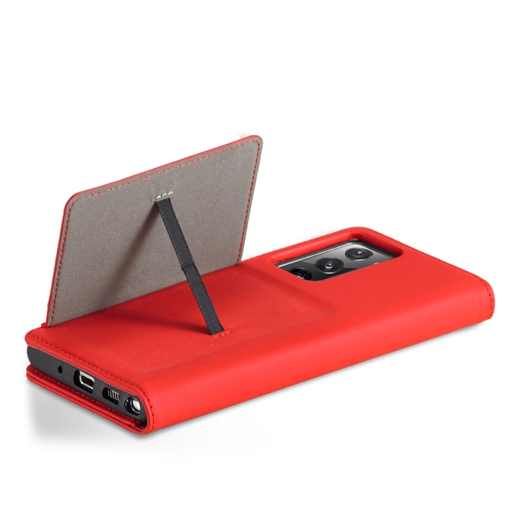 For Samsung Galaxy Note20  Strong Magnetism Liquid Feel Horizontal Flip Leather Case with Holder & Card Slots & Wallet