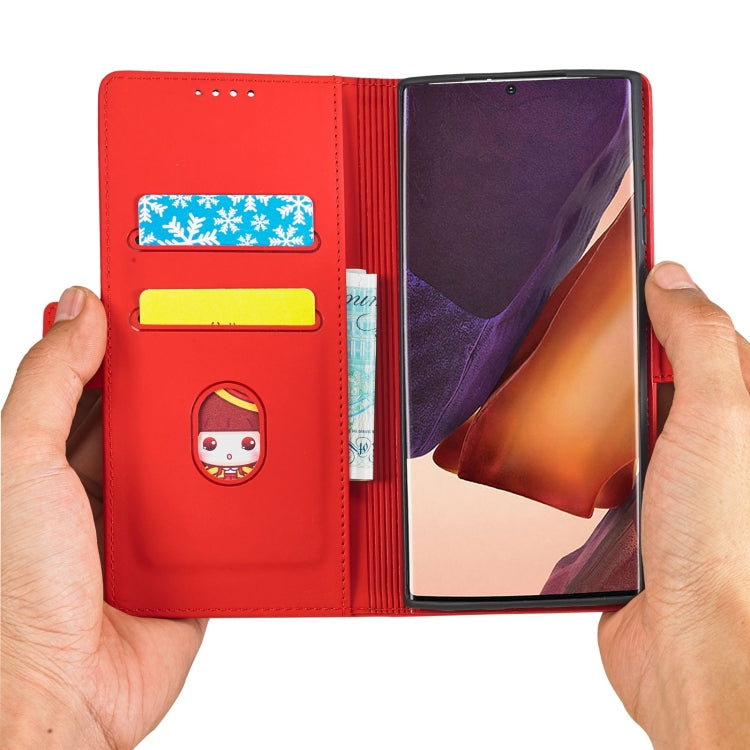 For Samsung Galaxy Note20  Strong Magnetism Liquid Feel Horizontal Flip Leather Case with Holder & Card Slots & Wallet