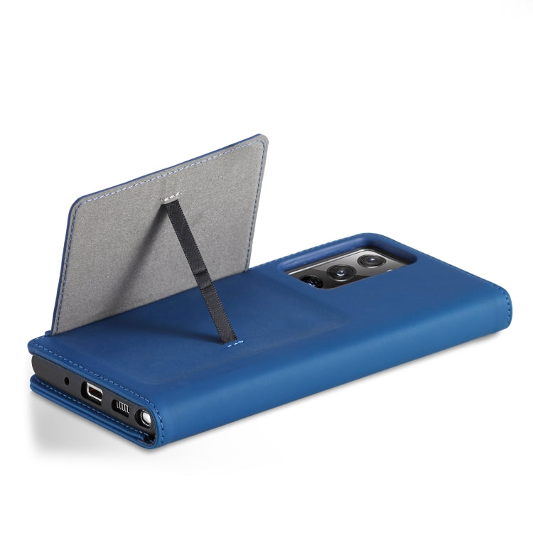 For Samsung Galaxy Note20  Strong Magnetism Liquid Feel Horizontal Flip Leather Case with Holder & Card Slots & Wallet