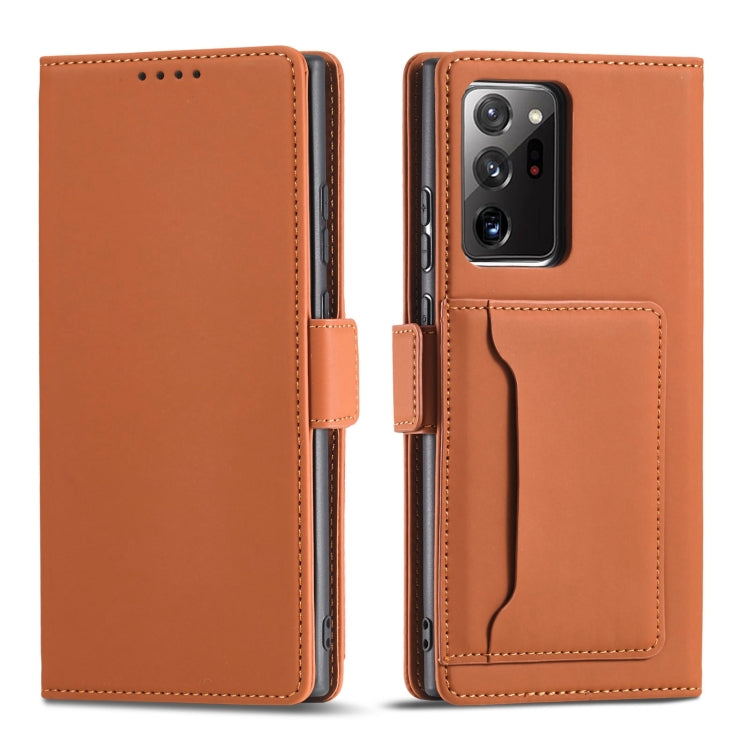 For Samsung Galaxy Note20  Strong Magnetism Liquid Feel Horizontal Flip Leather Case with Holder & Card Slots & Wallet
