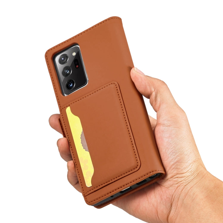 For Samsung Galaxy Note20  Strong Magnetism Liquid Feel Horizontal Flip Leather Case with Holder & Card Slots & Wallet