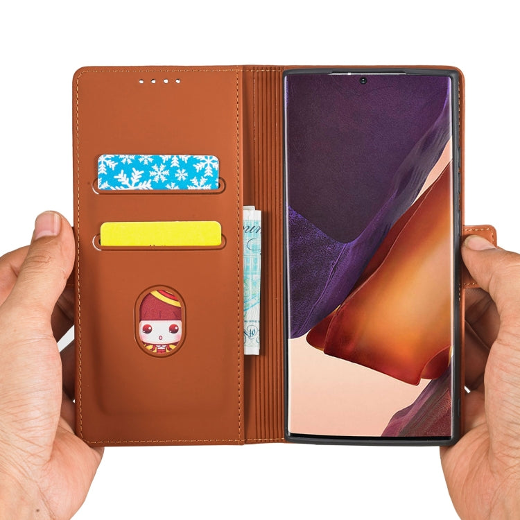 For Samsung Galaxy Note20  Strong Magnetism Liquid Feel Horizontal Flip Leather Case with Holder & Card Slots & Wallet