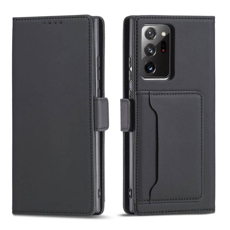 For Samsung Galaxy Note20 Ultra Strong Magnetism Liquid Feel Horizontal Flip Leather Case with Holder & Card Slots & Wallet
