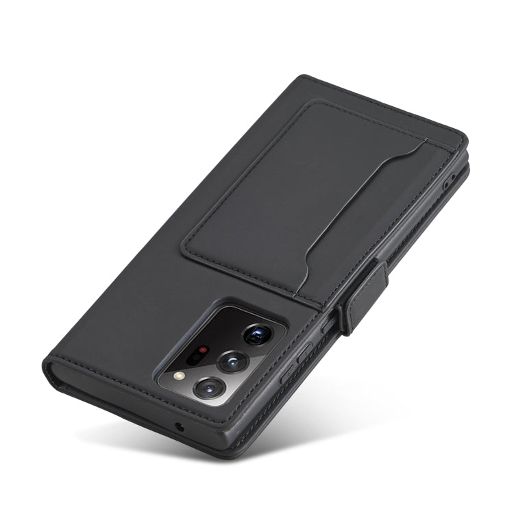For Samsung Galaxy Note20 Ultra Strong Magnetism Liquid Feel Horizontal Flip Leather Case with Holder & Card Slots & Wallet