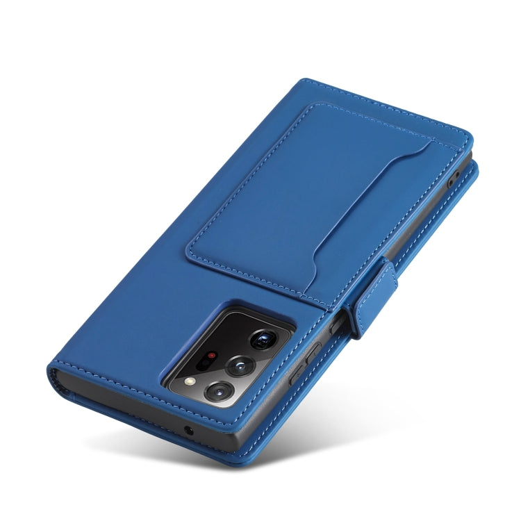 For Samsung Galaxy Note20 Ultra Strong Magnetism Liquid Feel Horizontal Flip Leather Case with Holder & Card Slots & Wallet