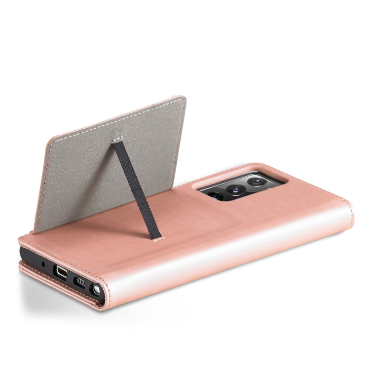 For Samsung Galaxy Note20 Ultra Strong Magnetism Liquid Feel Horizontal Flip Leather Case with Holder & Card Slots & Wallet