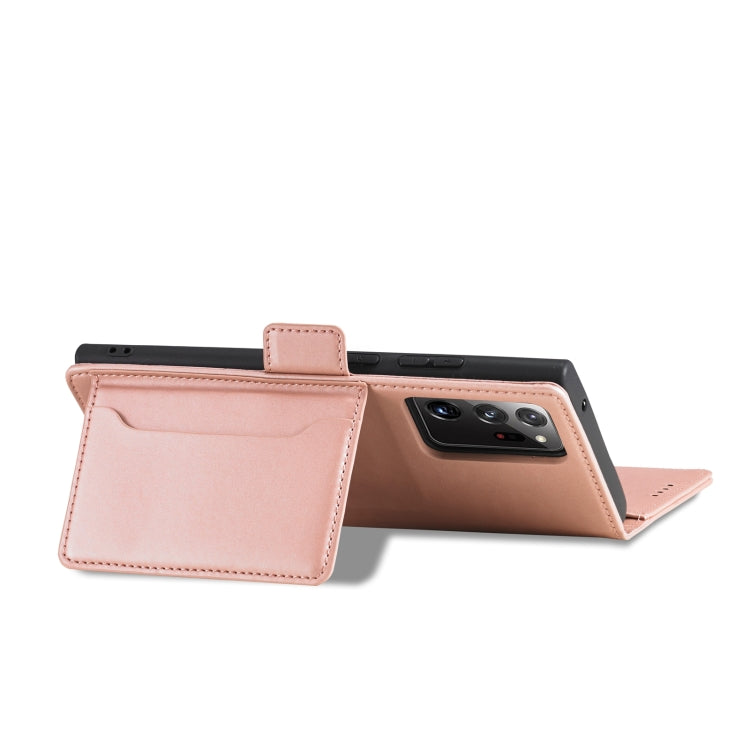 For Samsung Galaxy Note20 Ultra Strong Magnetism Liquid Feel Horizontal Flip Leather Case with Holder & Card Slots & Wallet