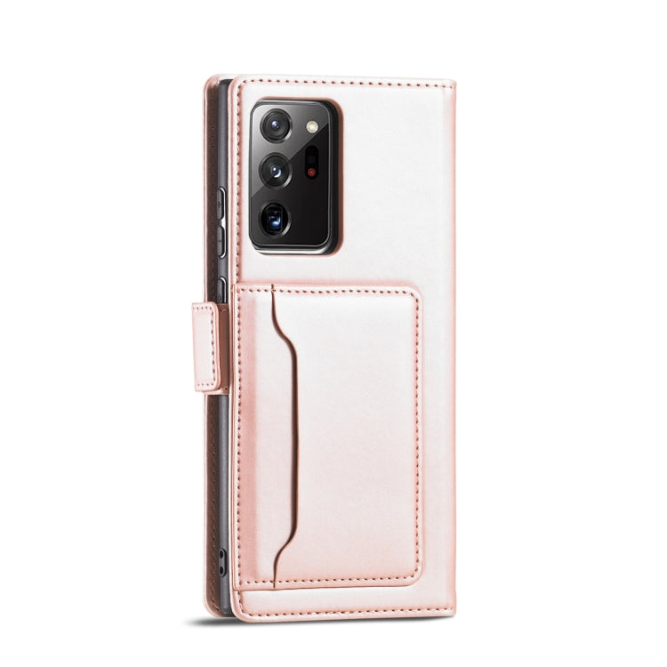 For Samsung Galaxy Note20 Ultra Strong Magnetism Liquid Feel Horizontal Flip Leather Case with Holder & Card Slots & Wallet