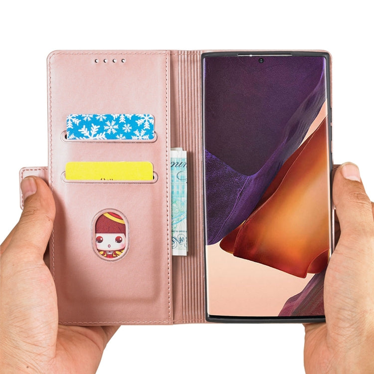 For Samsung Galaxy Note20 Ultra Strong Magnetism Liquid Feel Horizontal Flip Leather Case with Holder & Card Slots & Wallet