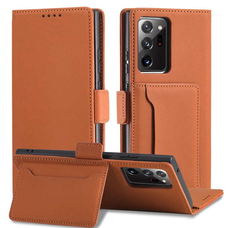 For Samsung Galaxy Note20 Ultra Strong Magnetism Liquid Feel Horizontal Flip Leather Case with Holder & Card Slots & Wallet