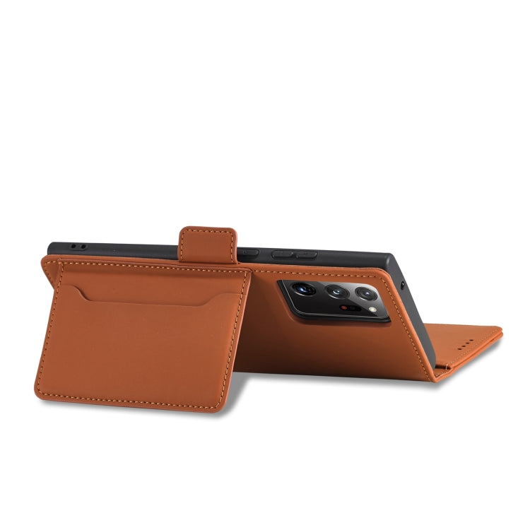For Samsung Galaxy Note20 Ultra Strong Magnetism Liquid Feel Horizontal Flip Leather Case with Holder & Card Slots & Wallet