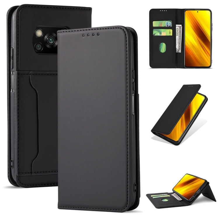 For Xiaomi Poco X3 Strong Magnetism Liquid Feel Horizontal Flip Leather Case with Holder & Card Slots & Wallet