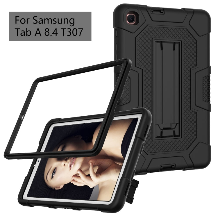 For Samsung Galaxy Tab A 8.4 (2020) / T307 Contrast Color Robot Shockproof Silicone + PC Protective Case with Holder