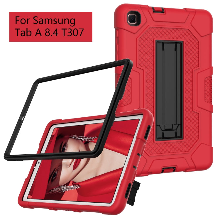 For Samsung Galaxy Tab A 8.4 (2020) / T307 Contrast Color Robot Shockproof Silicone + PC Protective Case with Holder