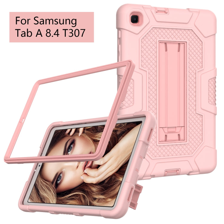 For Samsung Galaxy Tab A 8.4 (2020) / T307 Contrast Color Robot Shockproof Silicone + PC Protective Case with Holder
