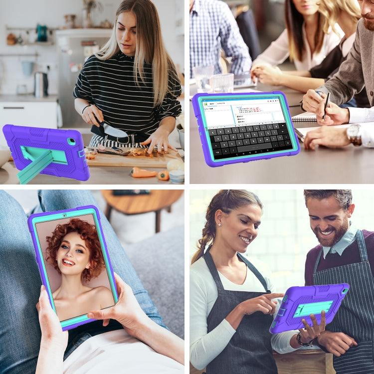 For Samsung Galaxy Tab A 8.4 (2020) / T307 Contrast Color Robot Shockproof Silicone + PC Protective Case with Holder