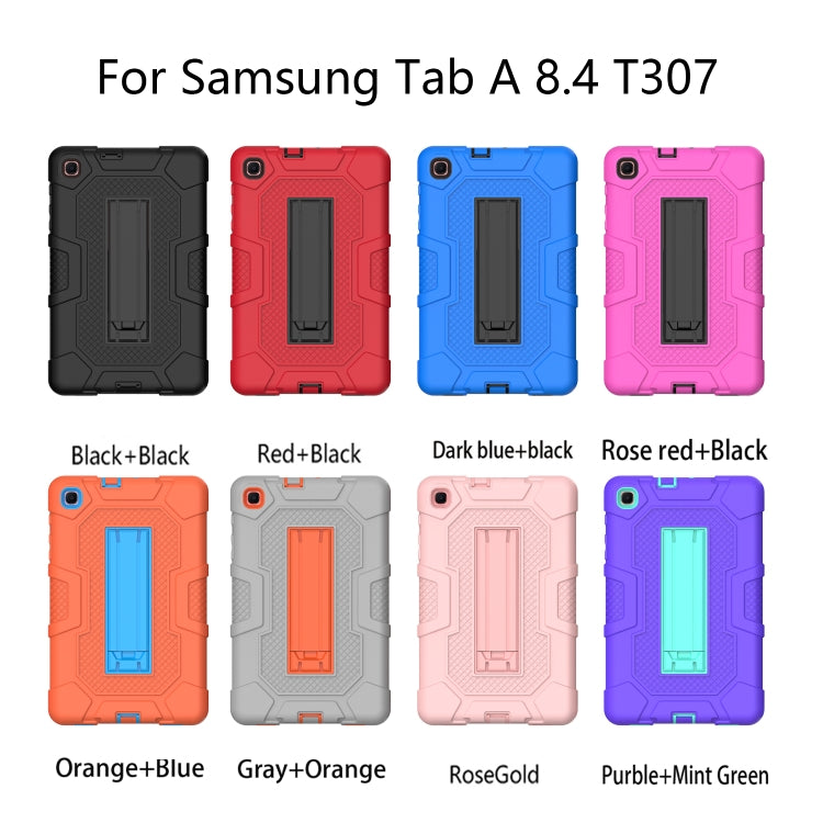 For Samsung Galaxy Tab A 8.4 (2020) / T307 Contrast Color Robot Shockproof Silicone + PC Protective Case with Holder