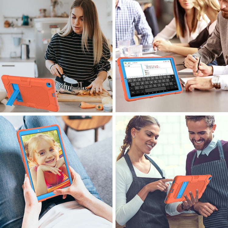 For Samsung Galaxy Tab A 10.1 (2019) / T510 Contrast Color Robot Shockproof Silicone + PC Protective Case with Holder