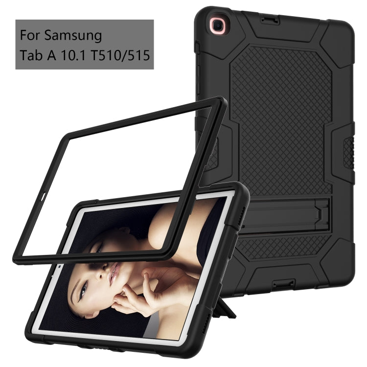 For Samsung Galaxy Tab A 10.1 (2019) / T510 Contrast Color Robot Shockproof Silicone + PC Protective Case with Holder