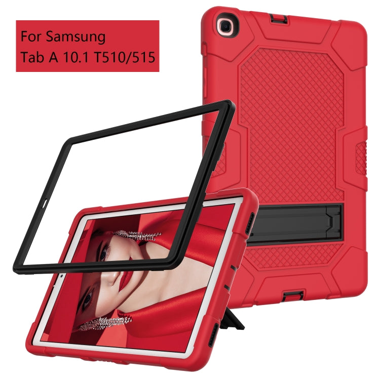 For Samsung Galaxy Tab A 10.1 (2019) / T510 Contrast Color Robot Shockproof Silicone + PC Protective Case with Holder