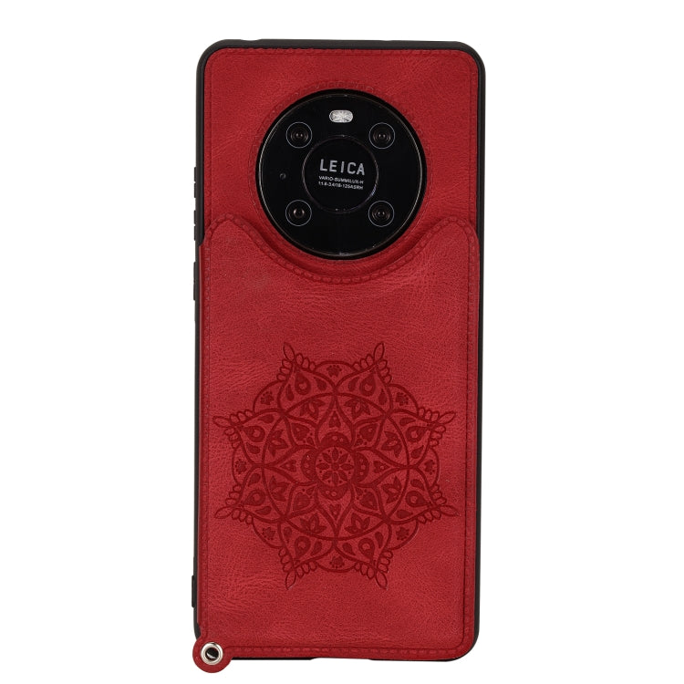For Huawei Mate 40 Mandala Embossed PU + TPU Case with Holder & Card Slots & Photo Frame & Strap