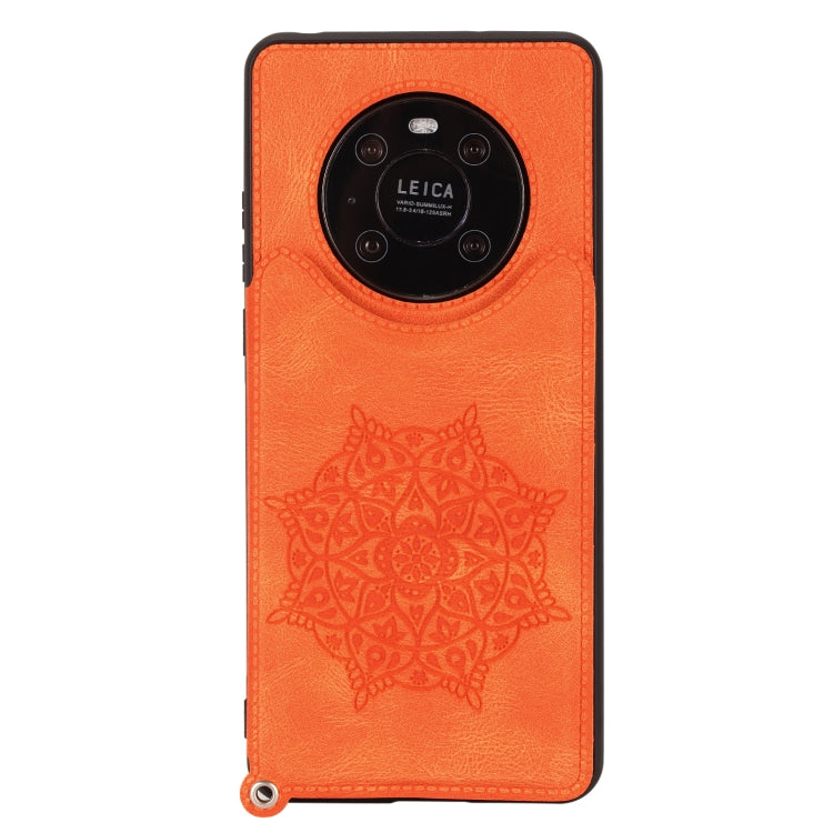 For Huawei Mate 40 Mandala Embossed PU + TPU Case with Holder & Card Slots & Photo Frame & Strap