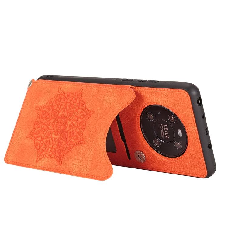 For Huawei Mate 40 Mandala Embossed PU + TPU Case with Holder & Card Slots & Photo Frame & Strap