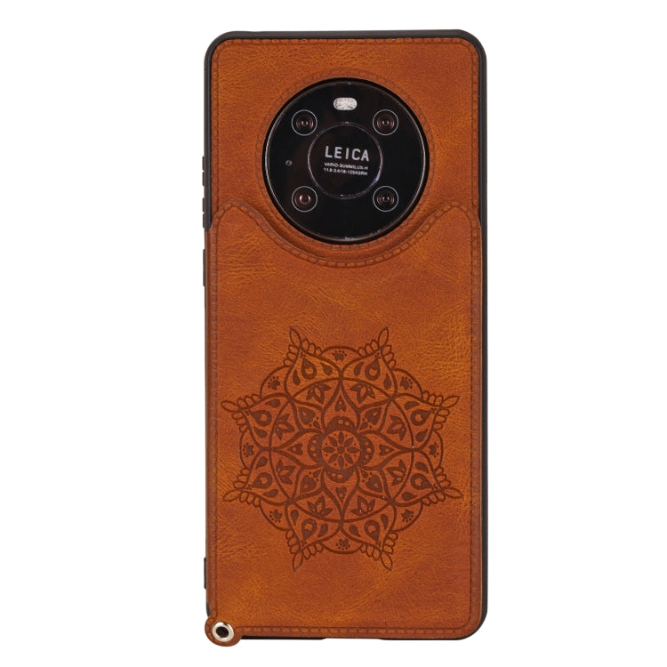 For Huawei Mate 40 Mandala Embossed PU + TPU Case with Holder & Card Slots & Photo Frame & Strap
