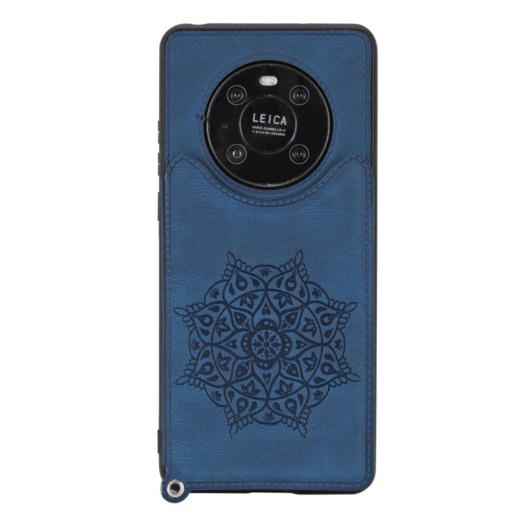 For Huawei Mate 40 Mandala Embossed PU + TPU Case with Holder & Card Slots & Photo Frame & Strap