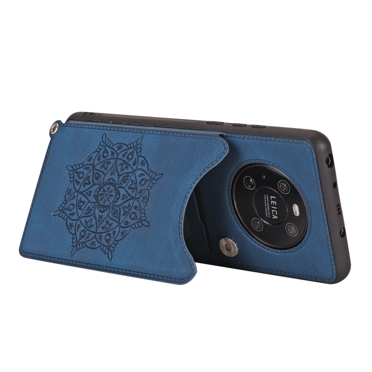 For Huawei Mate 40 Mandala Embossed PU + TPU Case with Holder & Card Slots & Photo Frame & Strap