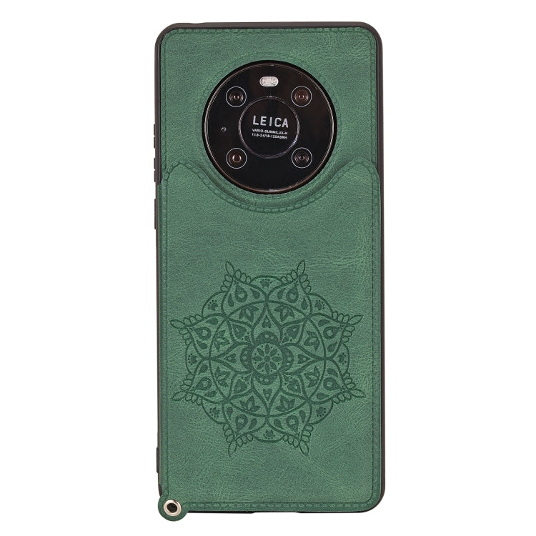 For Huawei Mate 40 Pro Mandala Embossed PU + TPU Case with Holder & Card Slots & Photo Frame & Strap