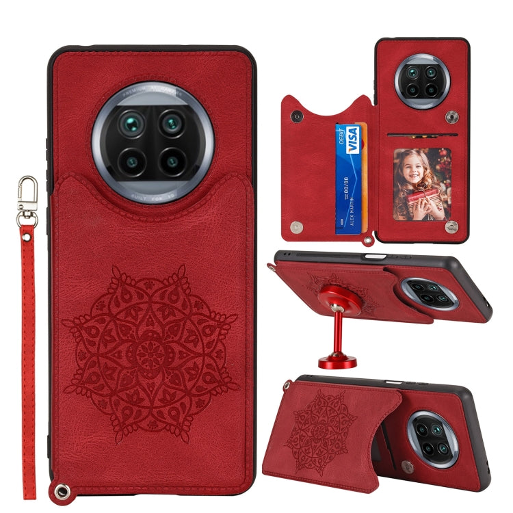 For Xiaomi Mi 10T Lite 5G Mandala Embossed PU + TPU Case with Holder & Card Slots & Photo Frame & Strap