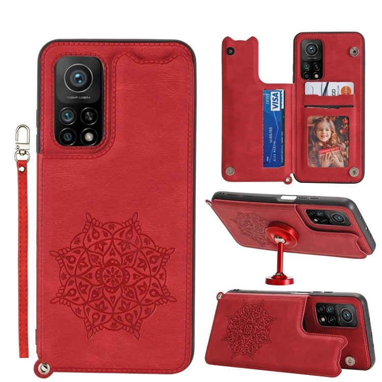 For Xiaomi Mi 10T Pro 5G Mandala Embossed PU + TPU Case with Holder & Card Slots & Photo Frame & Strap