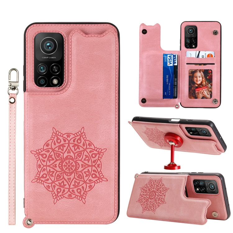 For Xiaomi Mi 10T Pro 5G Mandala Embossed PU + TPU Case with Holder & Card Slots & Photo Frame & Strap