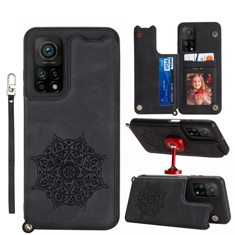 For Xiaomi Mi 10T Pro 5G Mandala Embossed PU + TPU Case with Holder & Card Slots & Photo Frame & Strap