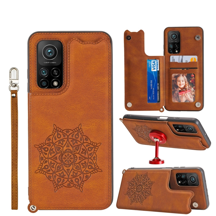 For Xiaomi Mi 10T Pro 5G Mandala Embossed PU + TPU Case with Holder & Card Slots & Photo Frame & Strap