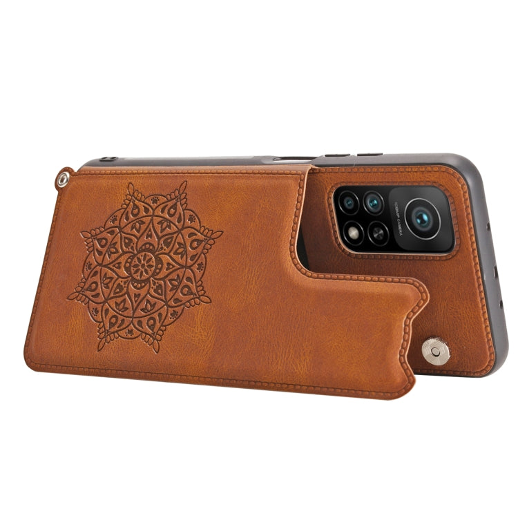 For Xiaomi Mi 10T Pro 5G Mandala Embossed PU + TPU Case with Holder & Card Slots & Photo Frame & Strap