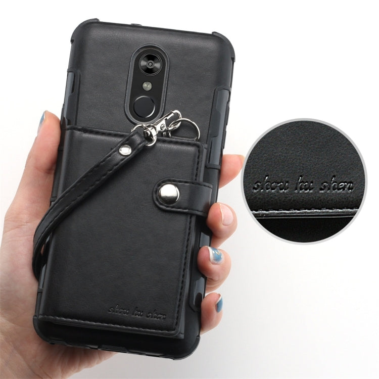 For LG Stylo 4 Shockproof PC + TPU Protective Case, with Card Slots & Wallet & Photo Frame & Lanyard